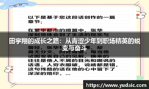 田宇翔的成长之路：从青涩少年到职场精英的蜕变与奋斗